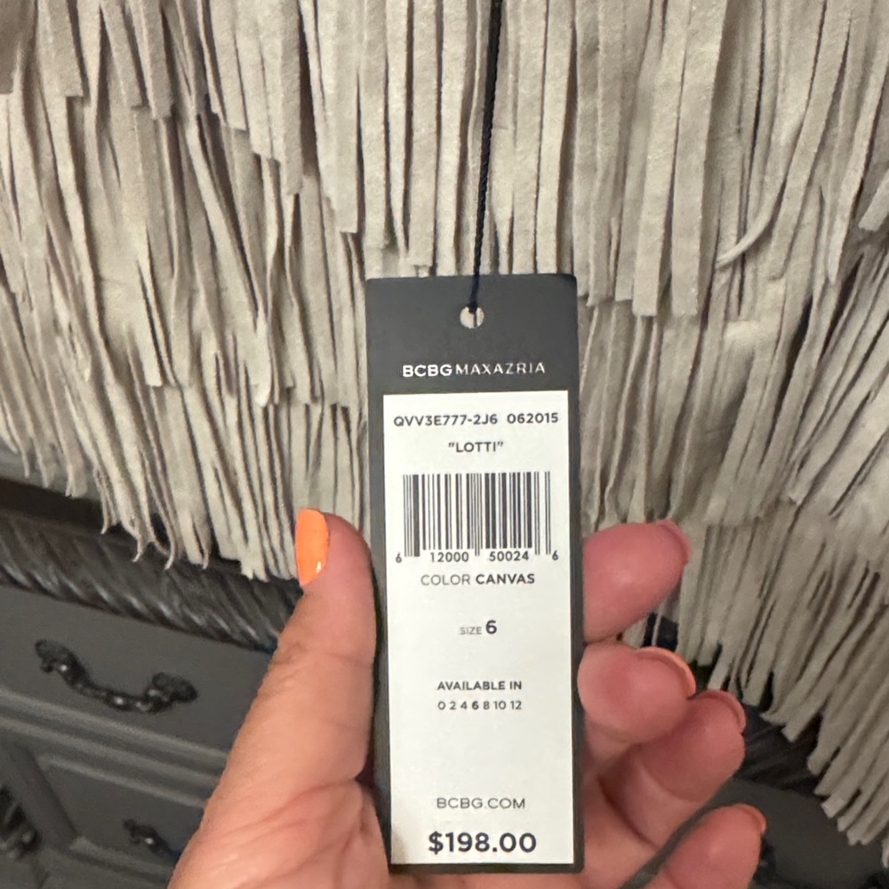BCBGMaxAzria Fringe Canvas Jacket in Cream